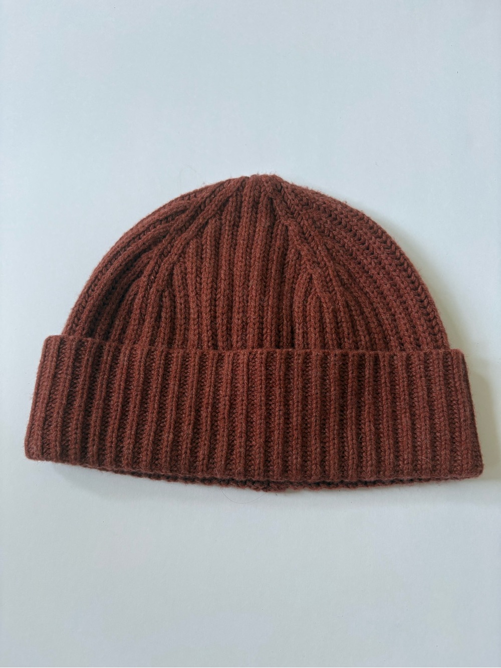 Bloomingdale’s Men’s Store Rust Brown Wool Cashmere Knit Beanie Hat Fold Over